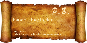 Ponert Boglárka névjegykártya
